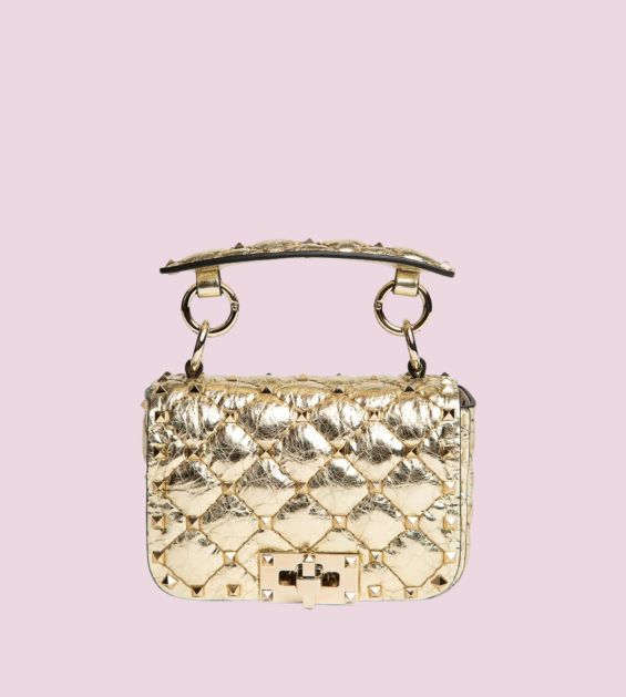 SMALL SHOULDER BAG | ROCKSTUD | VIT.ST.ALCE LAMINATO UNLINED/PLAT.STUDS